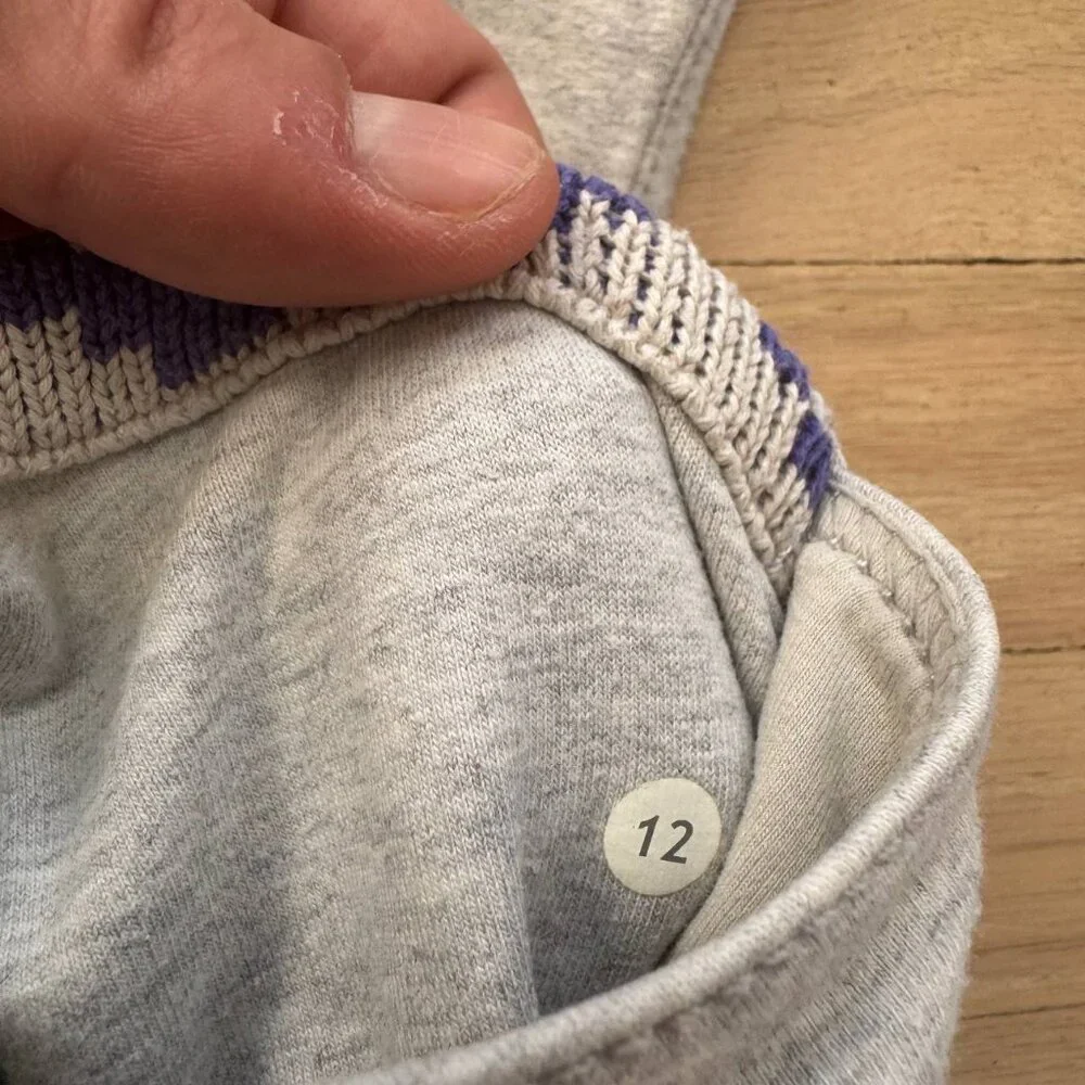 Lululemon Special Edition Fair Isle Scuba Hoodie Purple-Gray Knit Panels Size 12 - Picture 5 of 9